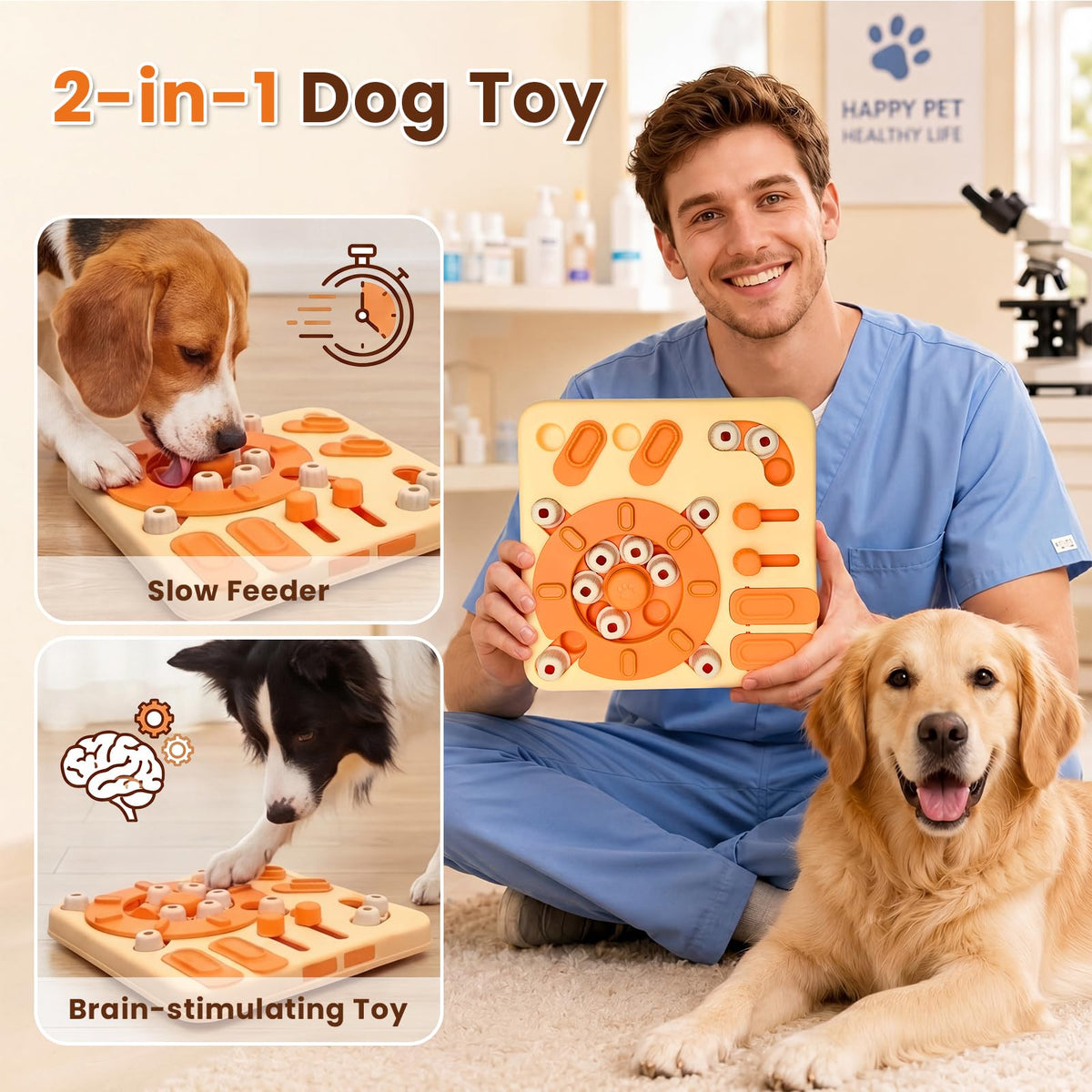 Myrauv Dog Puzzle Toy, 4-Level Interactive Dog Toys with Suction Cups, Brain Stimulating Puzzle Feeder Dog for Large Medium Small Dogs, Slow Feeder