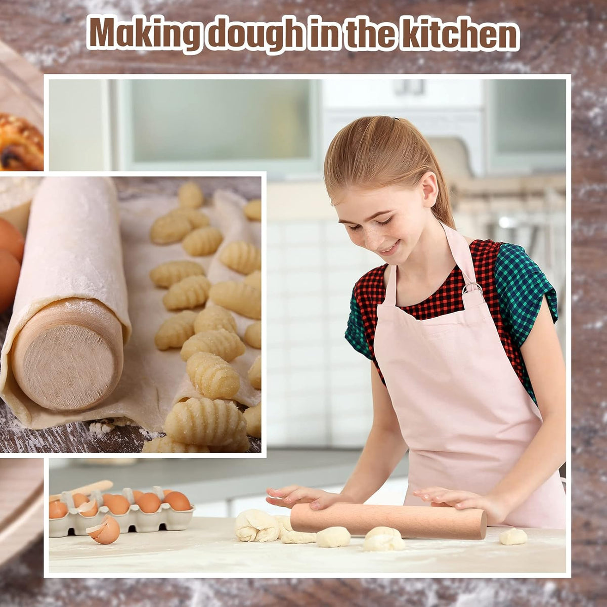 Small Wooden Rolling Pin, Dumpling Dough Roller Wooden Mini Rolling Pins Kitchen Utensil Tool for Fondant, Pasta, Bread, Pastry, Cookies, Pizza, Pie, Cylinder Style, 6.3 Inch (20 Pieces)
