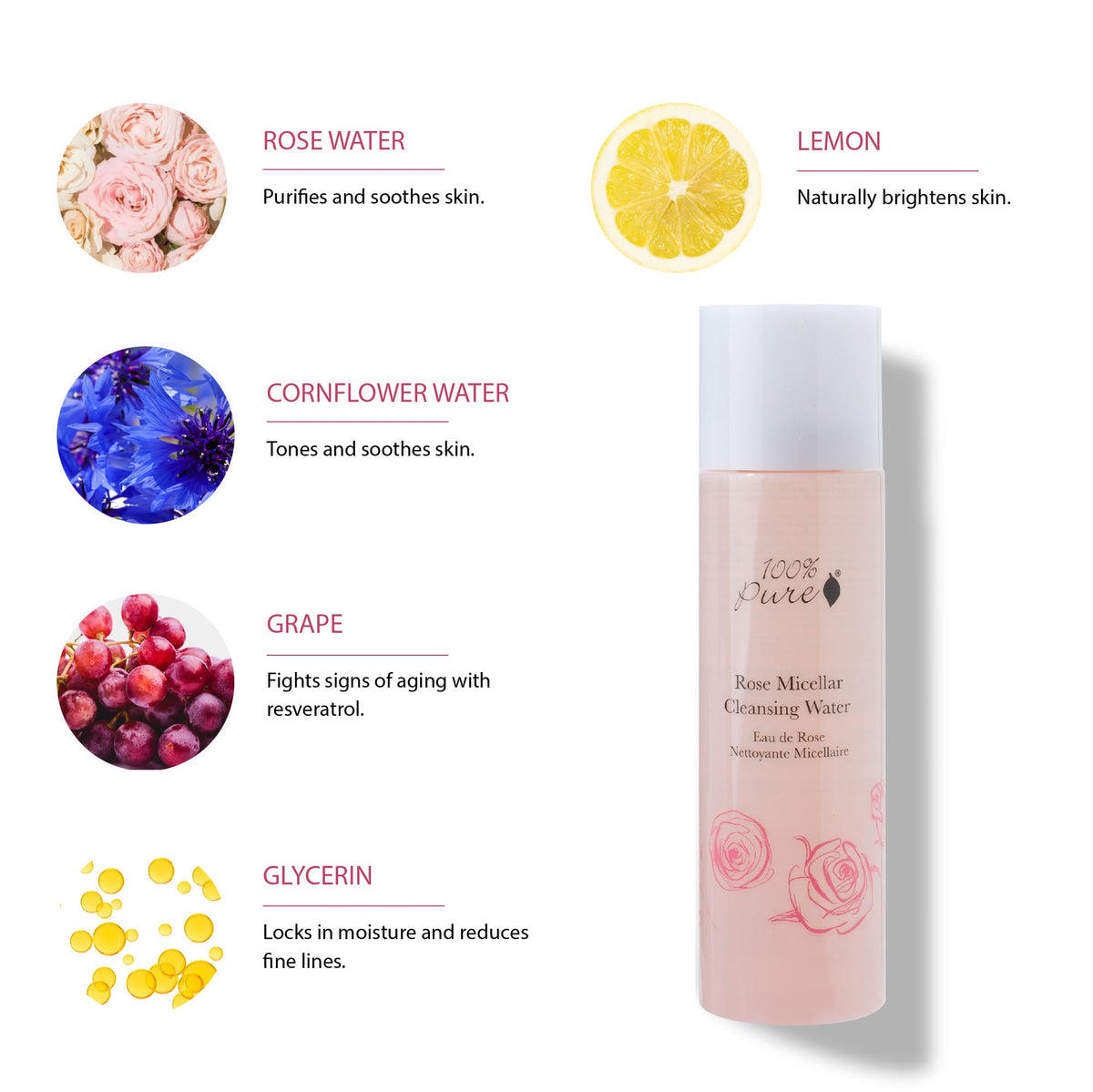 100% PURE Rose Micellar Water, 7.1 fl oz