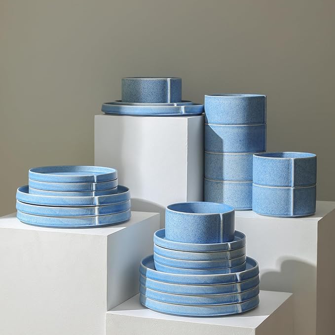 Stone Lain Bao 12-Piece Dinnerware Set Stoneware, Blue