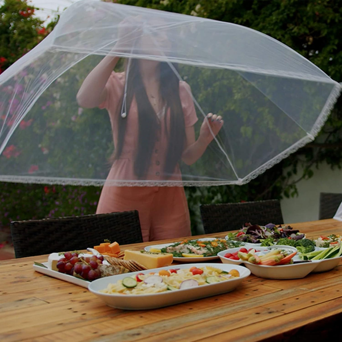 Simply Genius Food Tents for Outdoor Serving - 2-Pack Extra Large 39 in x 24 in, White - Mesh Cover & Foldable Nets for Outdoor Entertaining & Party Supplies, Picnic & Backyard Essentials