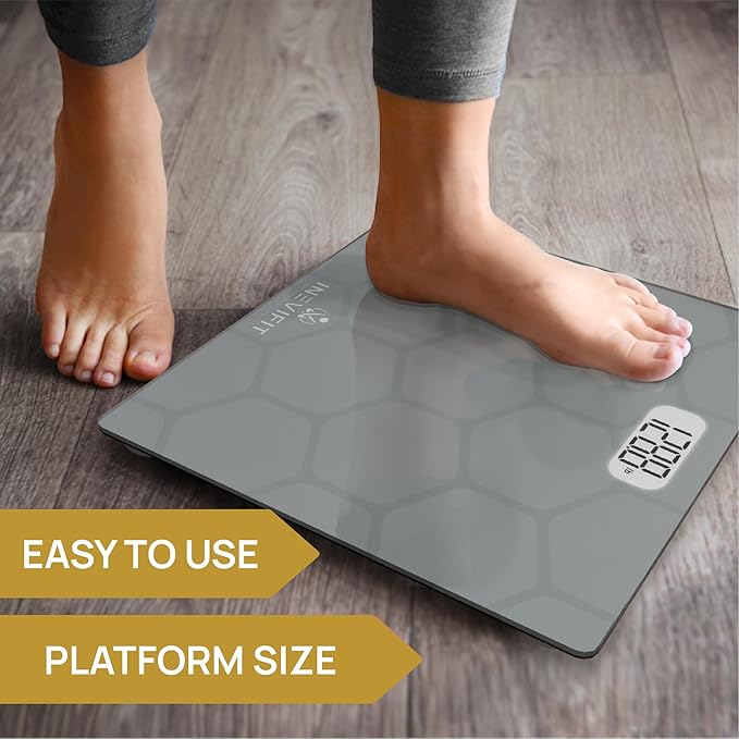 INEVIFIT Bathroom Scale, Highly Accurate Digital Bathroom Body Scale, Measures Weight up to 400 lbs. Includes Batteries