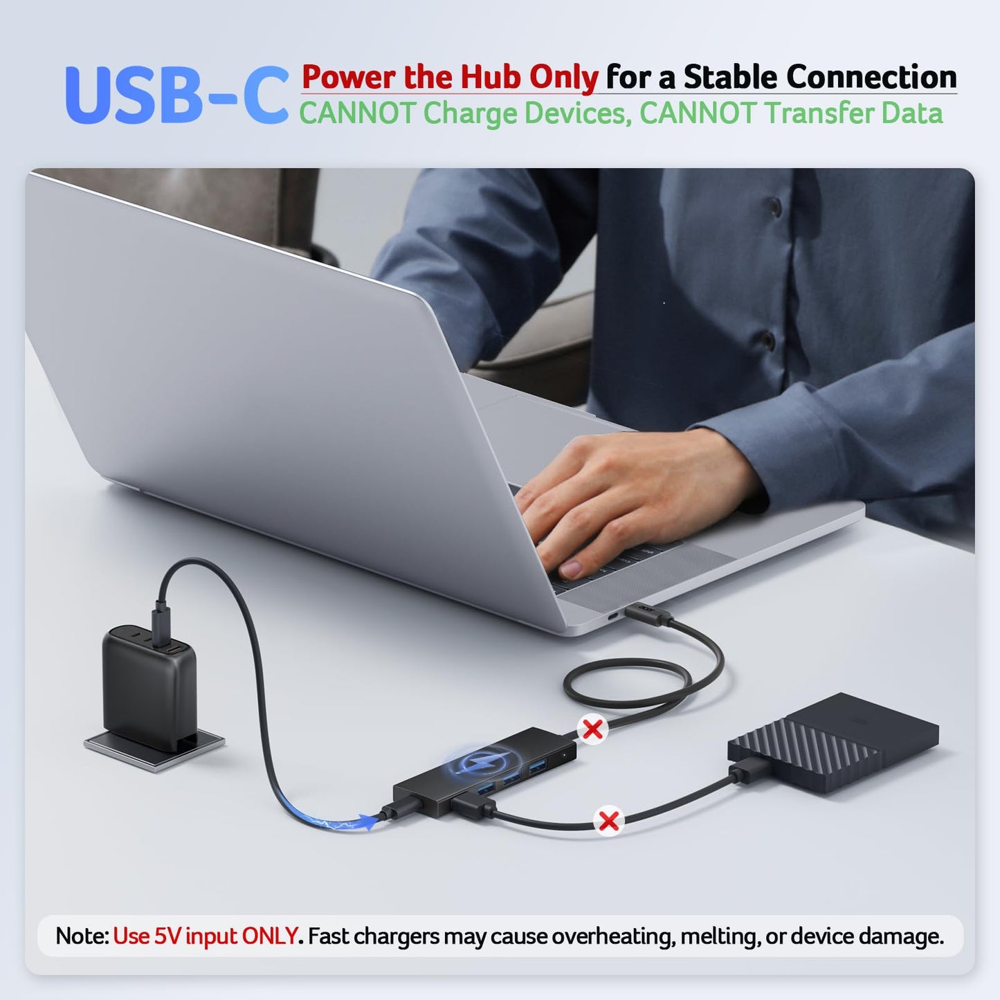 Acer USB Hub 4 Ports, Multiple USB 3.0 Hub, USBA Splitter for Laptop/PC 2FT