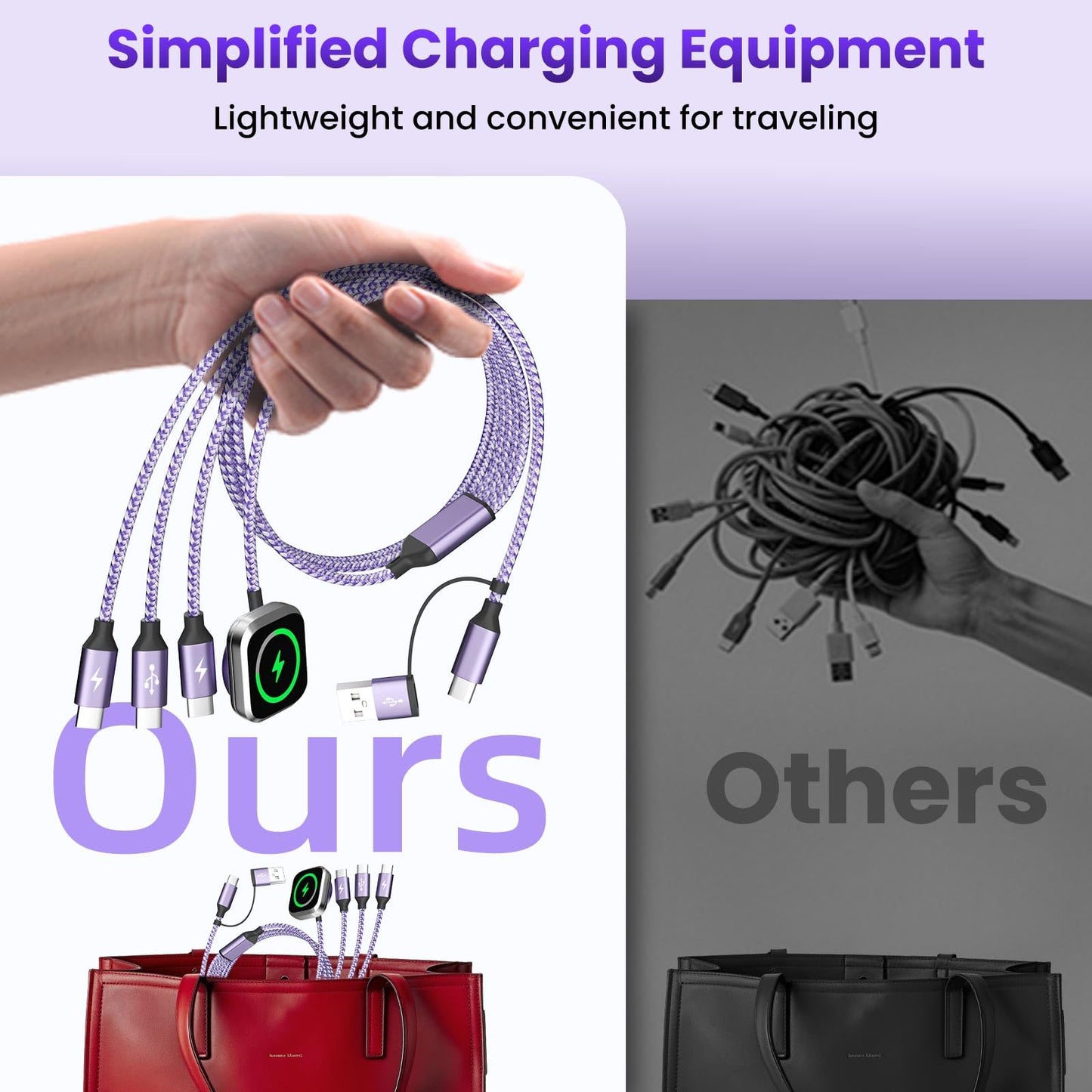 Travel Essentials Multi Charging Cable for iWatch Charger 3 X USB C Cable