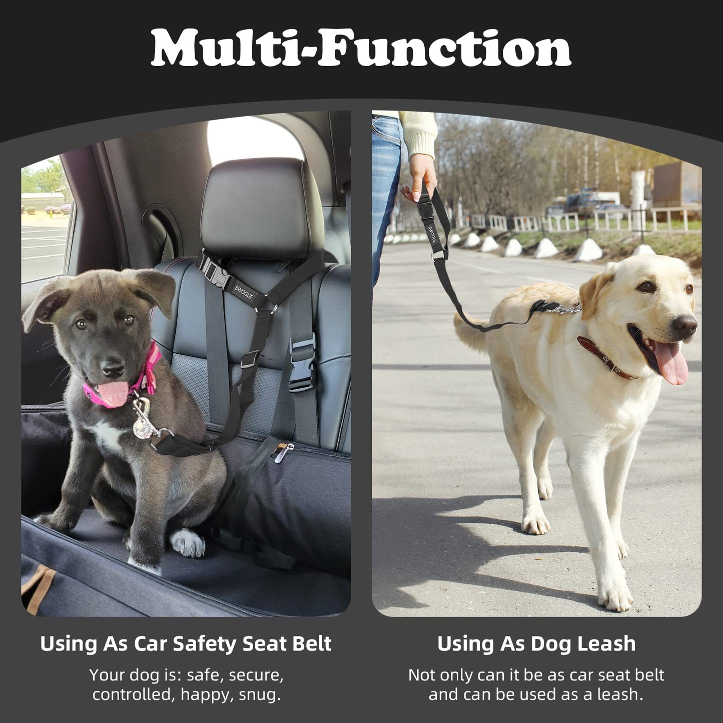 BWOGUE Dog Seat Belt for Car, Headrest Restraint Safety Lead, Dogs Cats