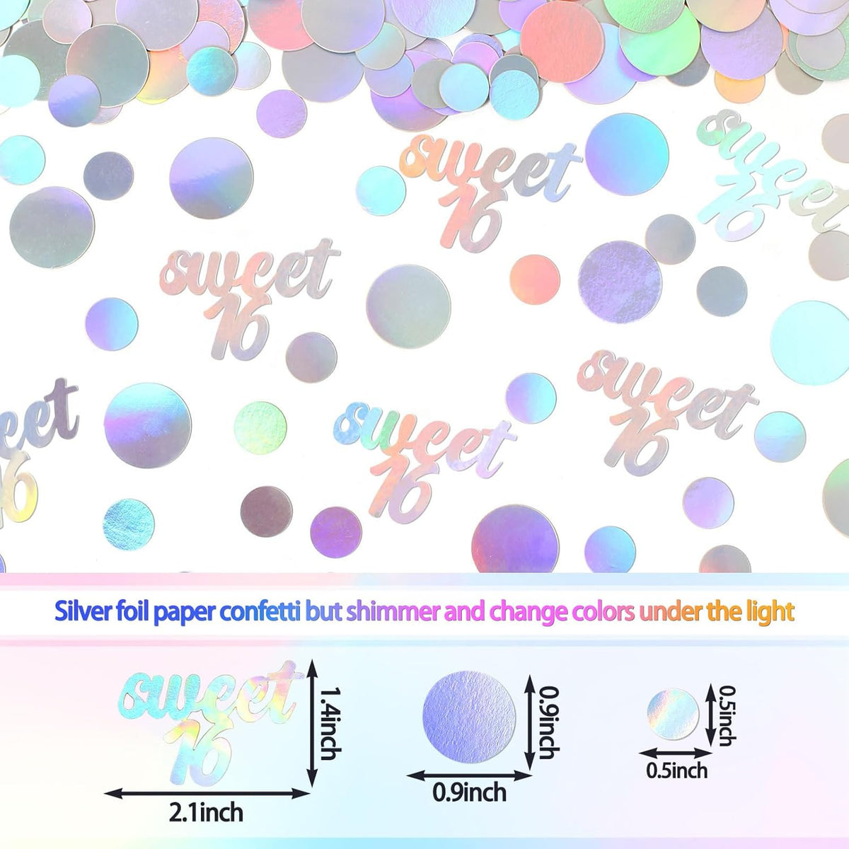 16th Birthday Confetti for Tables Iridescent Circle Dots Sweet 16 Birthday Party Decorations for Girls Happy16th Birthday Table Scatters Decor Supplies 300PC