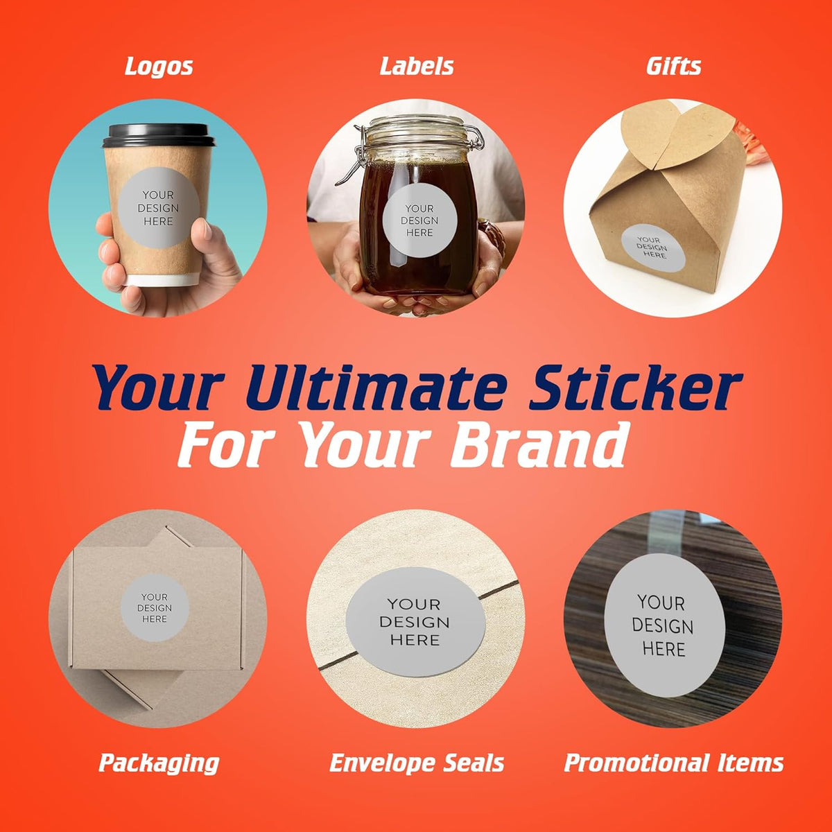 Custom Vinyl Stickers - Upload Your own Image, Text, Design, Logo - Personalized Logo Labels for Handmade, Packaging, Bottle, Jars, Candle, Brand Stickers (Gray, 3x3) 5-1000