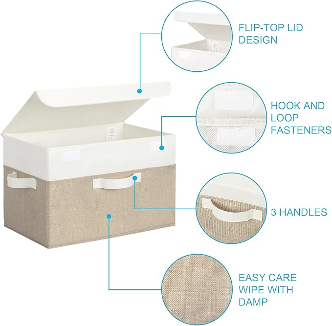 GRANNY SAYS Storage Bins with Lids, Decorative Storage Boxes, Clothes Stoarge Bins, Shelf Baskets, Closet Storage Bins for Clothing, Collapsible Storage and Organization, 2-Pack