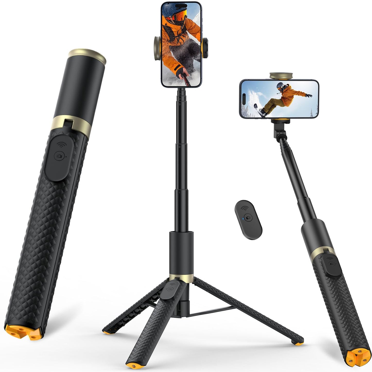 Tripod for iPhone, Selfie Stick with Remote, Stable & Durable Phone Tripod