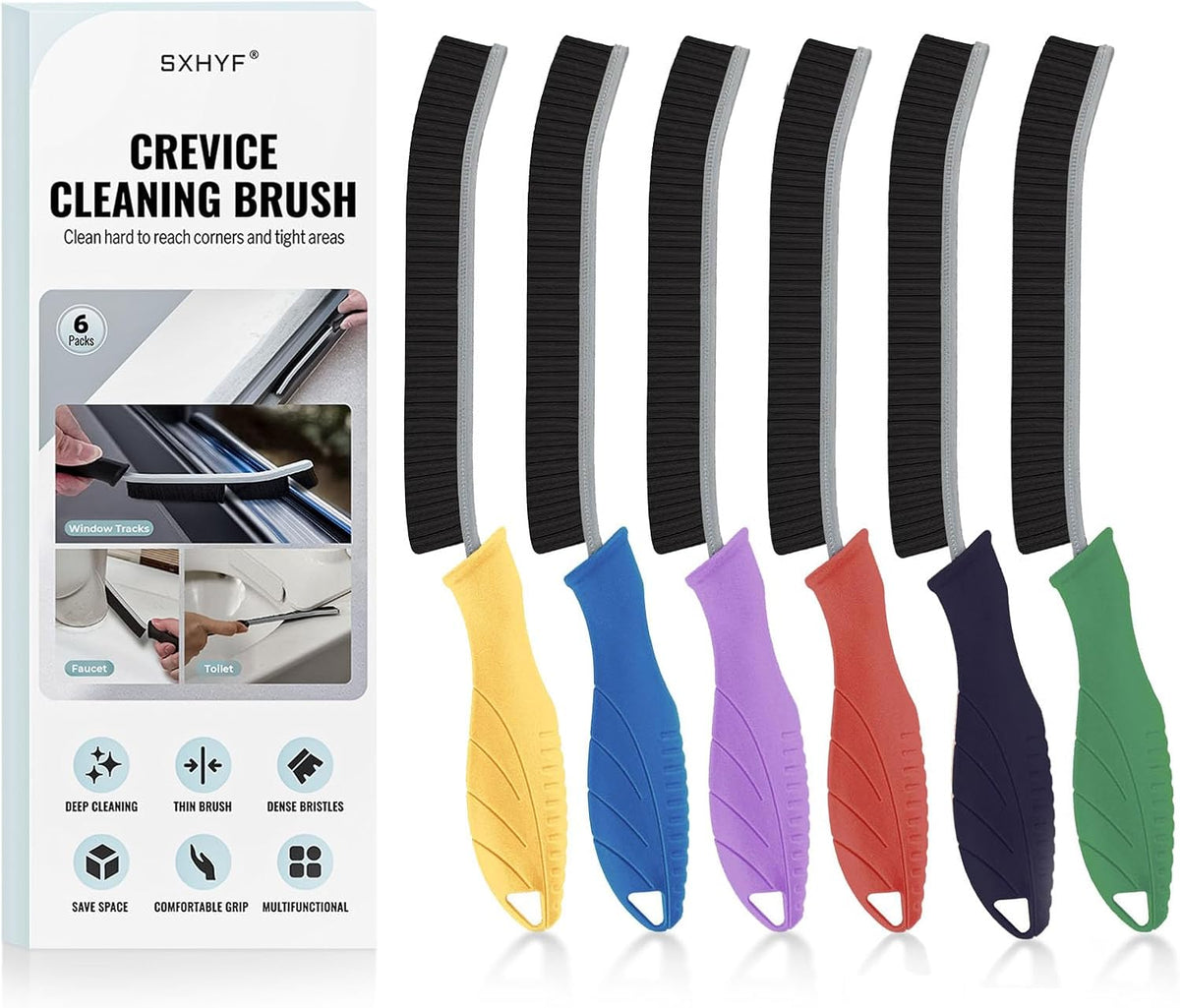 SXhyf Crevice Cleaning Brush - Grout Scrub Brush, House Cleaning Supplies, Gap Cleaning Tools, Home Essentials, Gifts for Women Men, Hard Bristle Crevice Cleaner Brush for Household Use, Bathroom