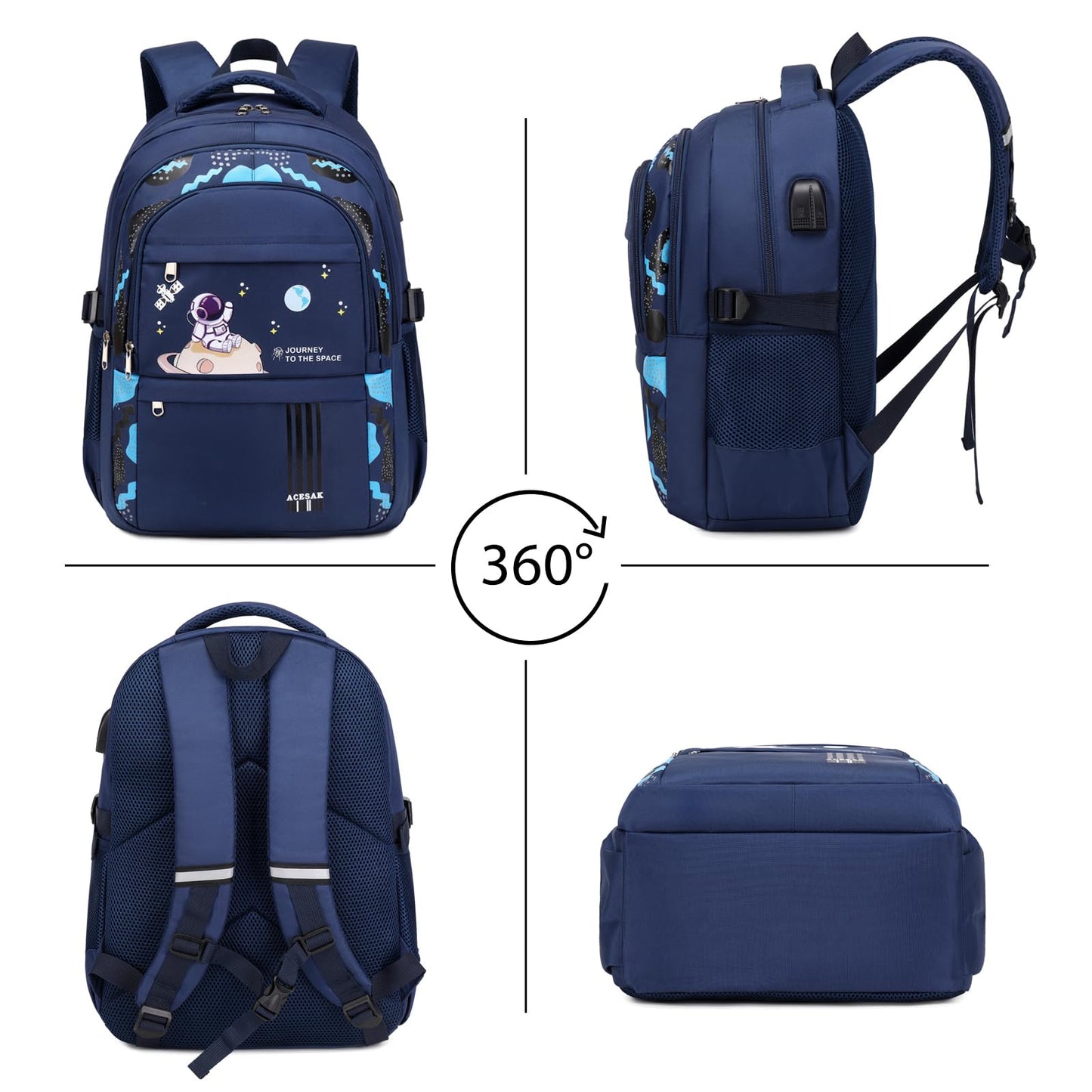 ACESAK Astronaut Backpack for Boys - Boy Backpack Schoolbag with Lunch Bag