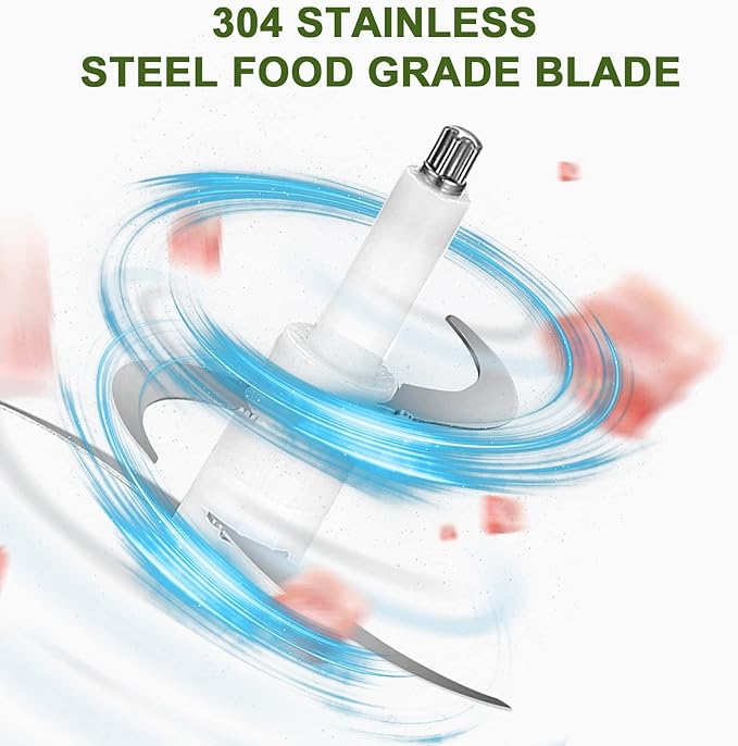 Liebe&Lecker Food Processor, Meat Grinder with 2 Bowls 8 Cup and 8 Cup, Food Chopper Electric Vegetable Chopper with 4 Large Sharp Blades for Fruits, Meat, Vegetables, Baby Food, Nuts, 2 Speed.