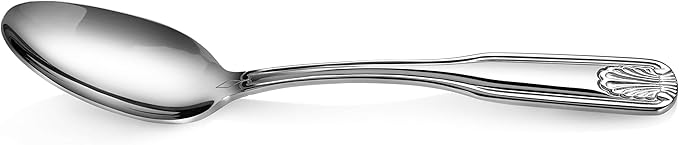 New Star Foodservice 58345 Shell Pattern, 18/0 Stainless Steel, Dinner/Dessert Spoon, 7.5-Inch, Set of 12