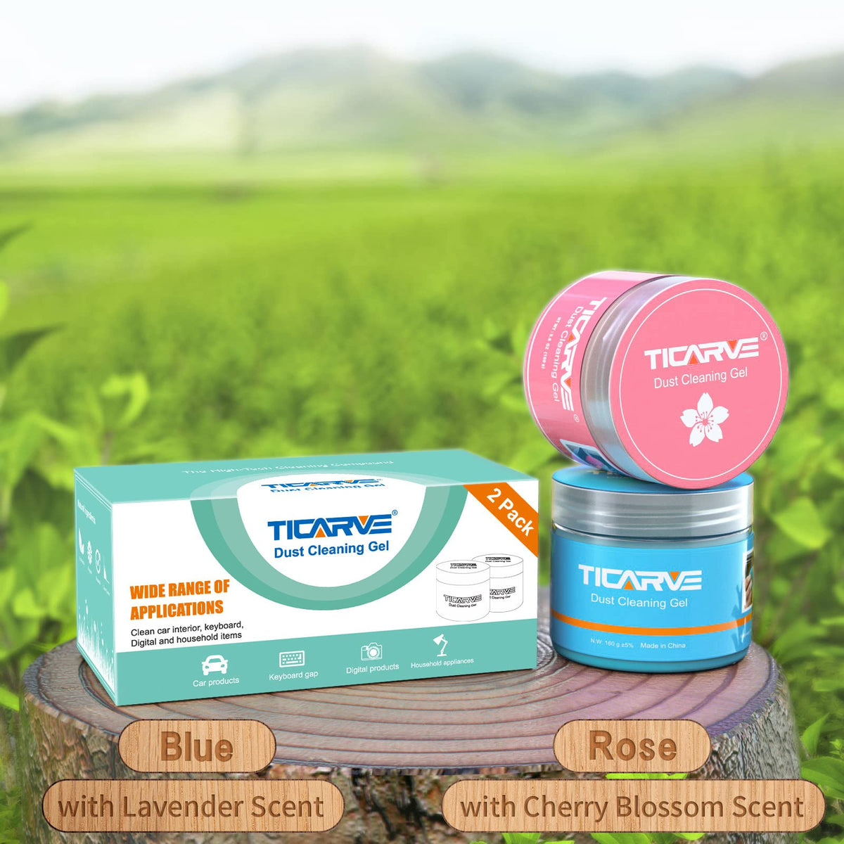 TICARVE 2Pack Cleaning Gel Car Putty Slime for Detailing Putty Detail Tools Car Interior Cleaner Automotive Cleaning Kits Keyboard Cleaner Blue Rose (320g/11.2oz)