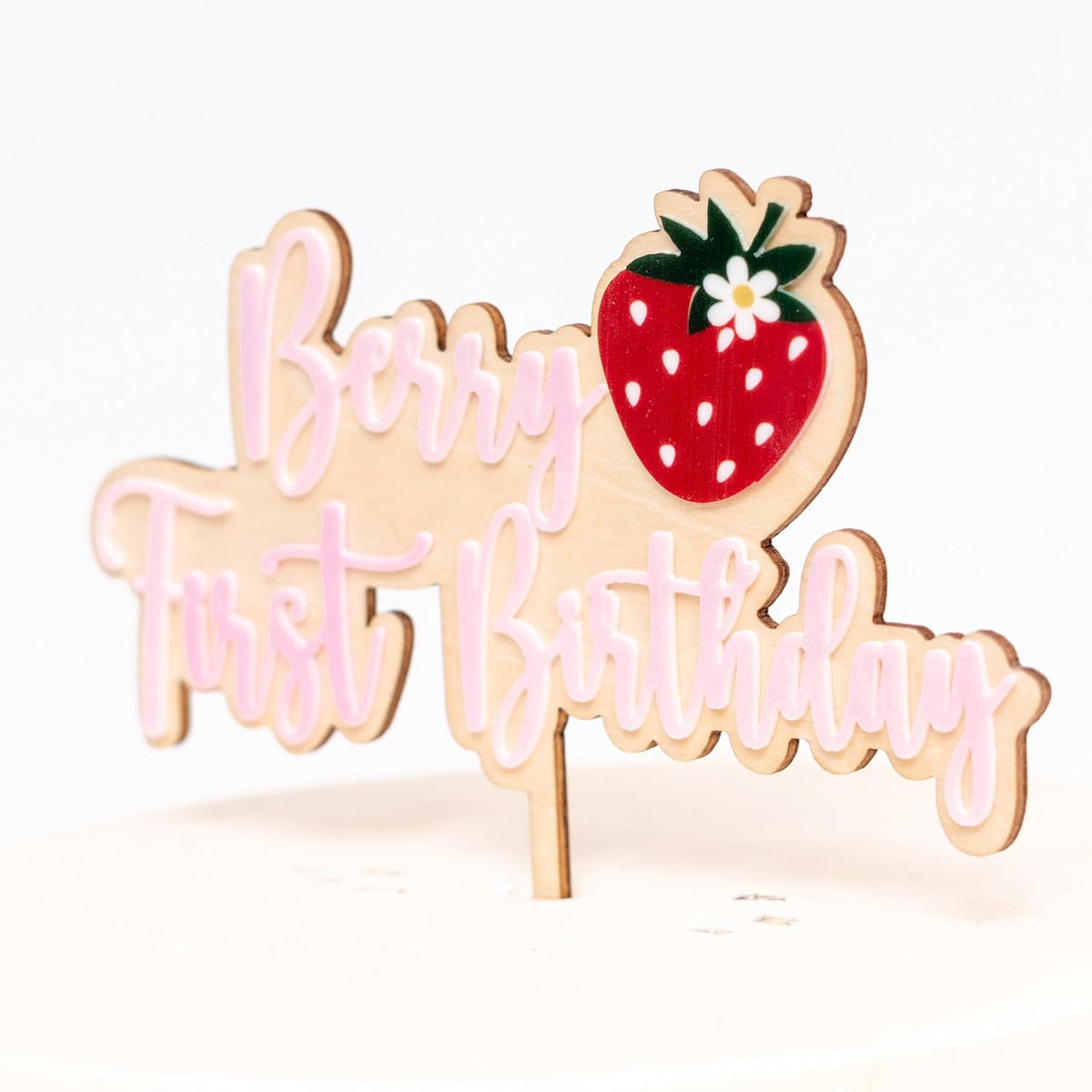 Strawberry Berry First Birthday Cake Topper - Fruit Themed Cake Topper, Sweet Birthday Cake Decoration for 1st Birthday Party, Anniversary, Baby Shower, Baby Photo Booth Props, Cake Smash…