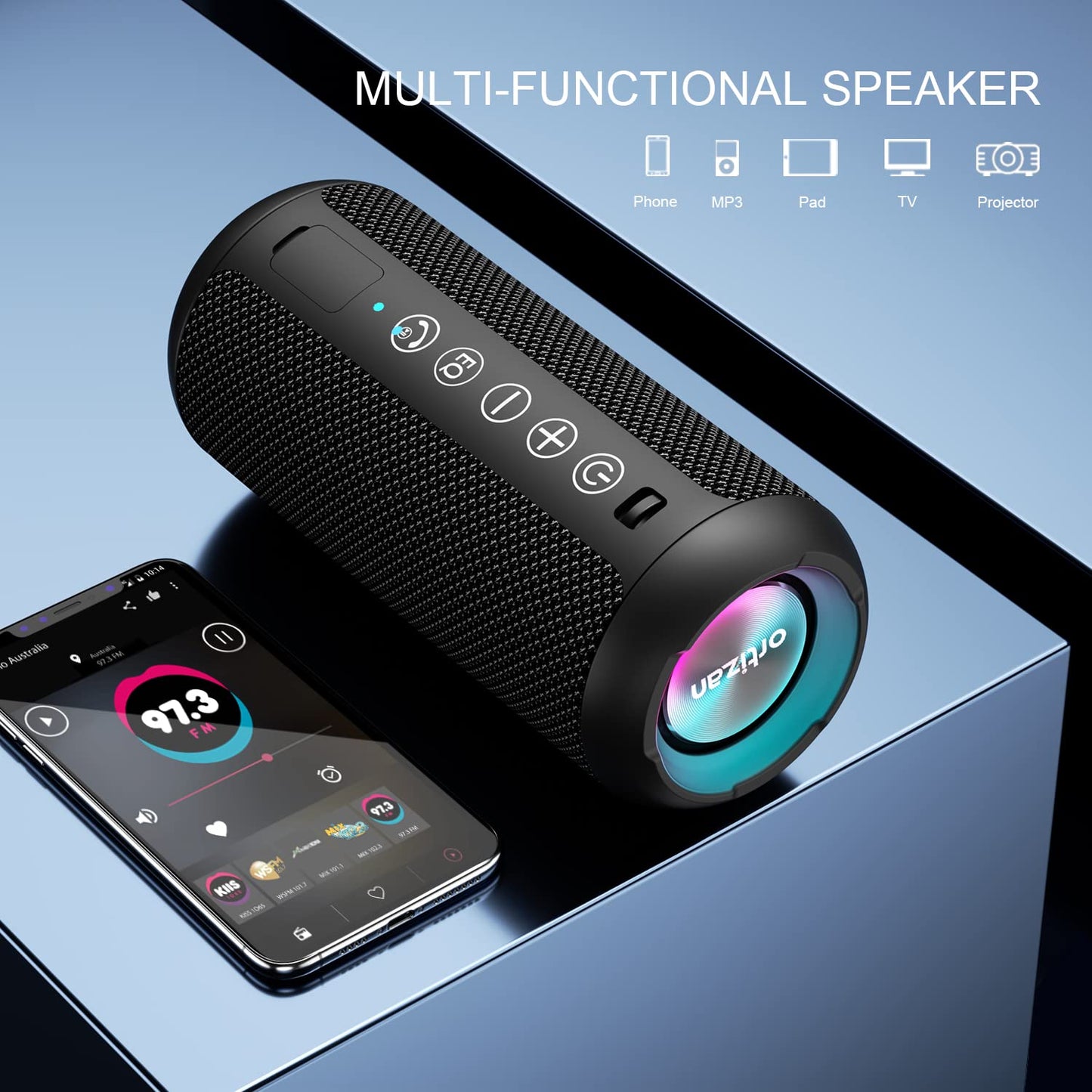 Ortizan X10 Portable Bluetooth Speaker (1st Gen), IPX7 Waterproof, Wireless