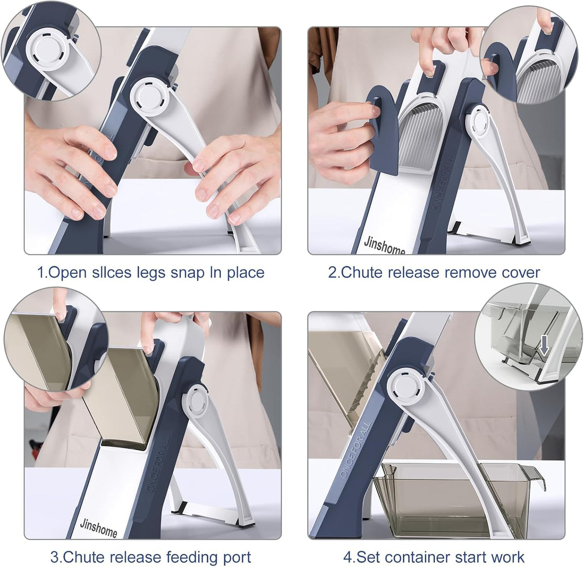 Upgraded Mandoline Slicer for Kitchen &Safe Vegetable Chopper 5 in 1 & Adjustable Mandoline Slicer,Can cut slicing,strips,shredding and dicing Kitchen Veggie chopper (DeepBlue)