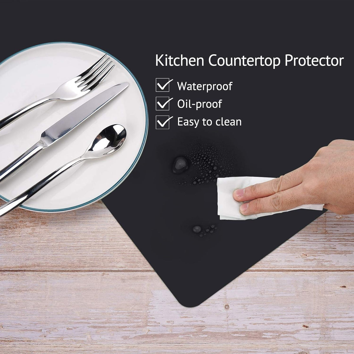 Gartful Silicone Mats for Kitchen Counter, Thicker 0.06", 25 x 17 inches Multipurpose Table Mat, Silicone Pad Desk Work Mat, Nonstick Nonskid Heat-Resistant Pad, Placemat, Black