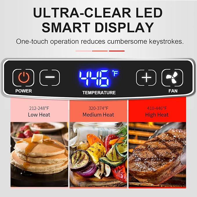 Smokeless Indoor Grill, CUSIMAX Electric Grill with Non-stick Removable Grill/Griddle Plate, 1500W Korean BBQ Grill with LED Smart Display & Tempered Glass Lid, Easy to Clean, Black