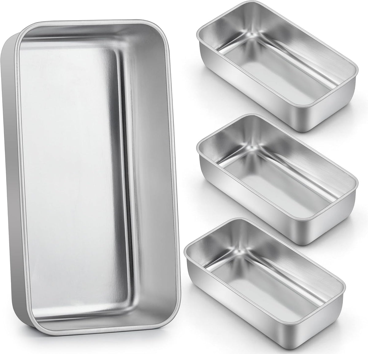 LIANYU 4 Pack Loaf Pans for Baking Bread, 9x5 Inch Bread Pan, Stainless Steel Meatloaf Baking Loaf Tin for Homemade Banana Sourdough, Dishwasher Safe