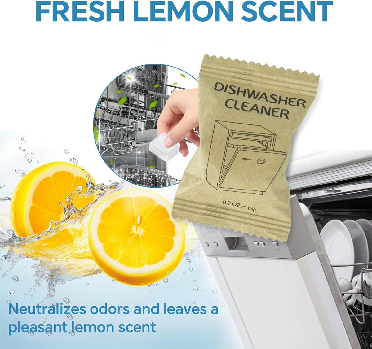 Dishwasher Cleaner Tablets, 9 Pack Lemon Scent Dishwasher Cleaner and Deodorizer, Descaler, Removes Limescale, Hard Water Marks, Grease and Odors, 9 Month Supply
