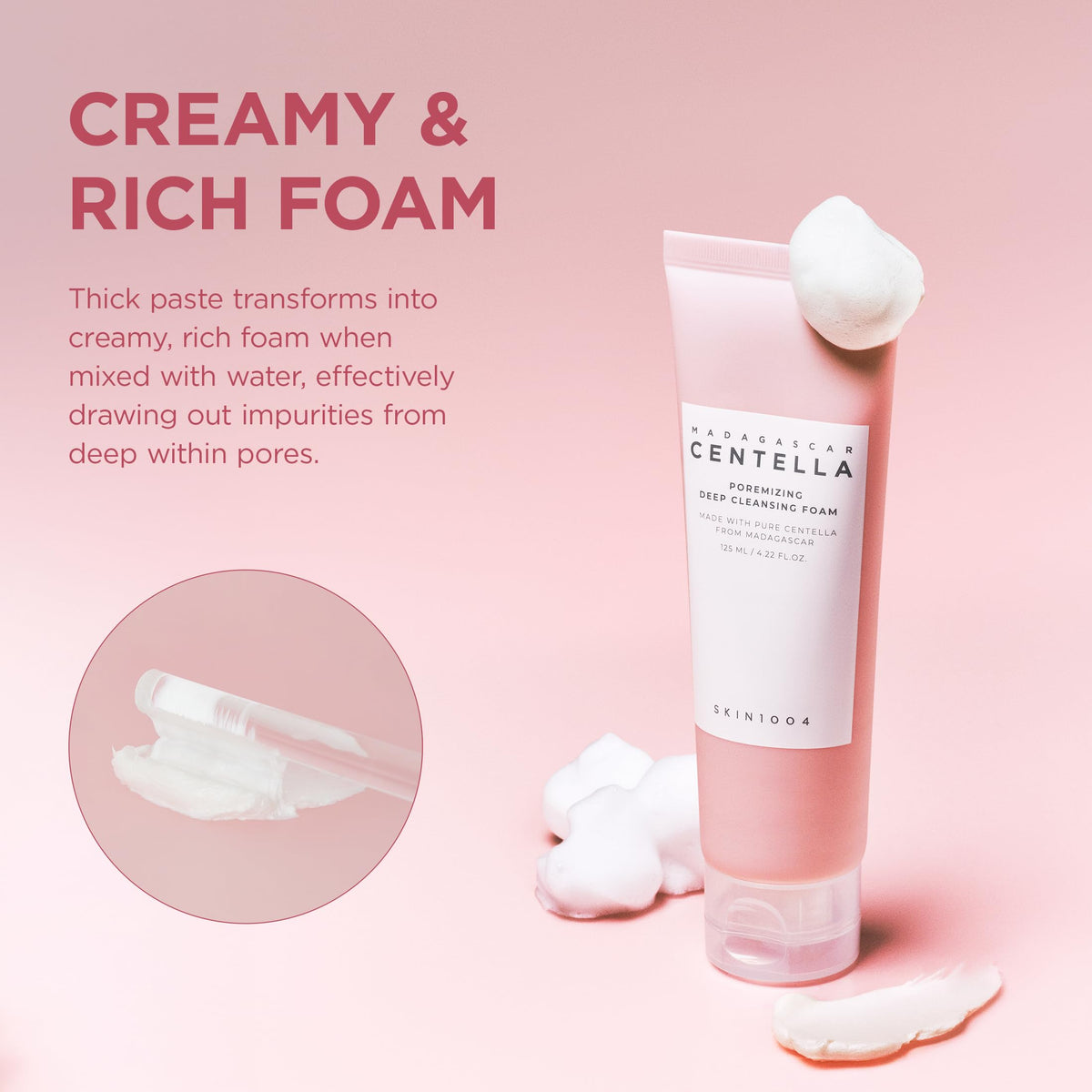 SKIN1004 [Hudson's Pick Poremizing Deep Cleansing Foam, Makeup Remover, Korean Face Cleanser with Himalayan Pink Salt & Centella for Facial Pore Cleansing, Korean Skin Care, 4.23 fl.oz, 125ml