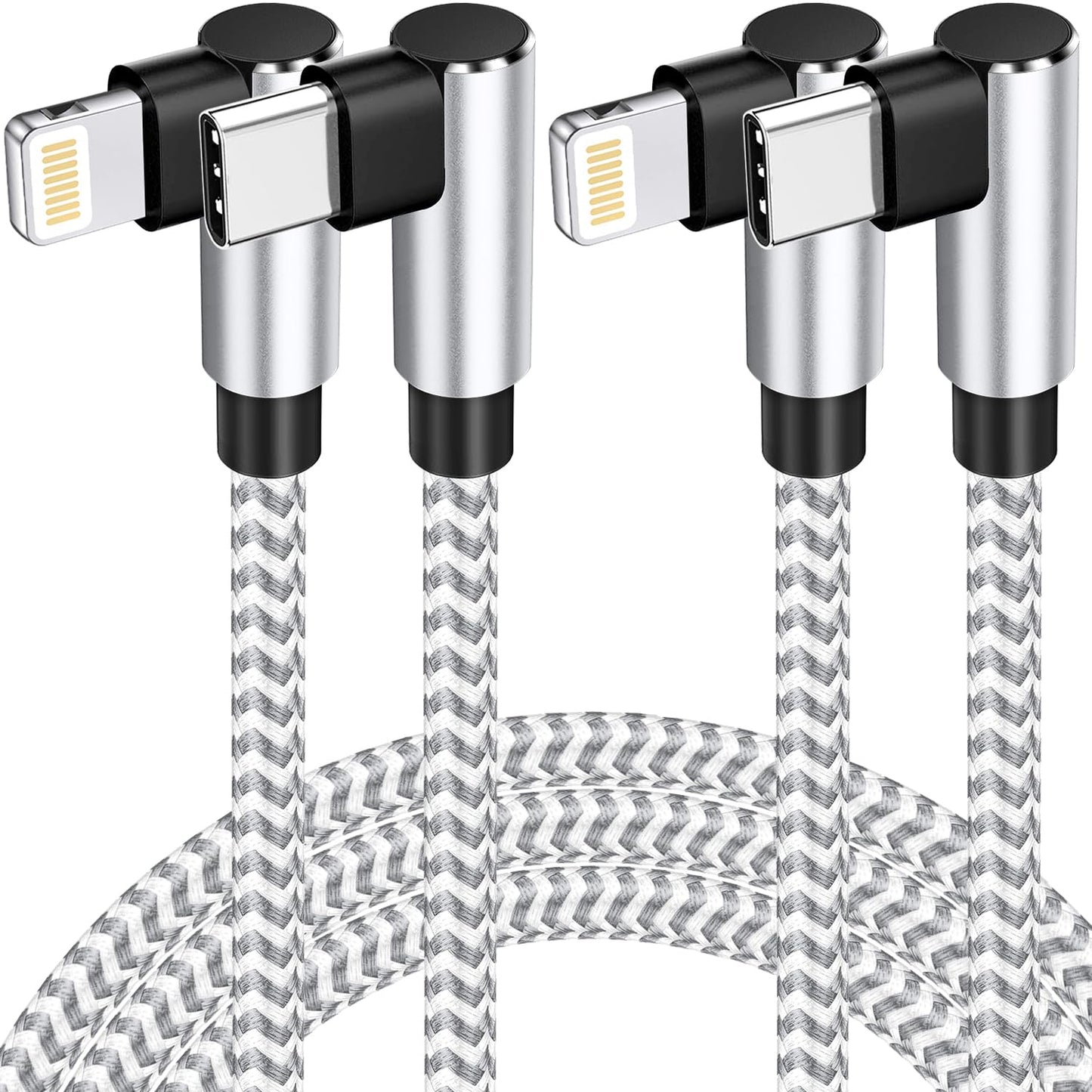 90 Degree iphone Charger MFi-Certified, USB-C to Lightning Cable 6ft 2Pack