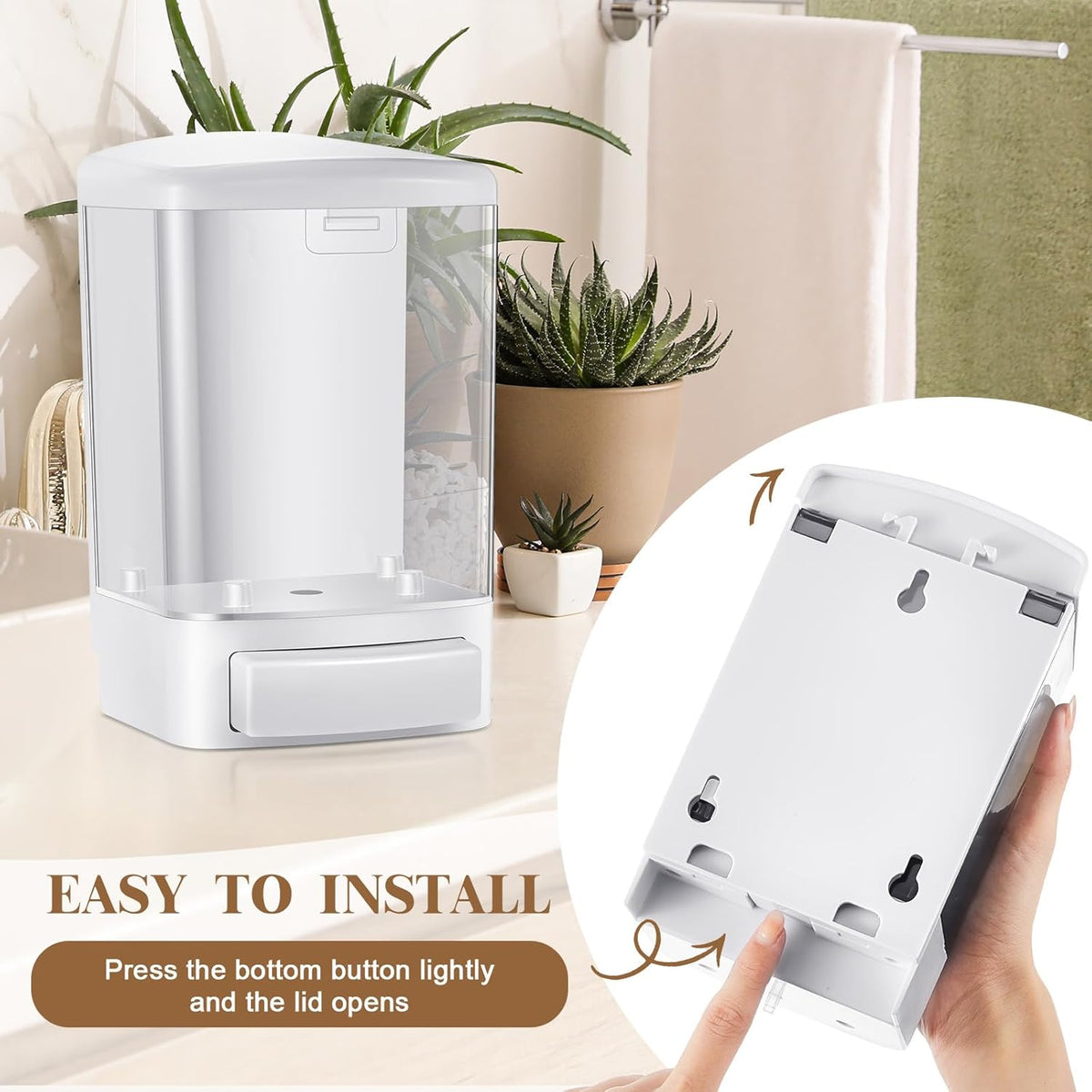 Hushee 2 Pcs Commercial Soap Dispenser Wall Mounted Manual Soap Dispenser Containers Bathroom Plastic Hand Wash Wall Containers for Kitchen Hotel Liquid