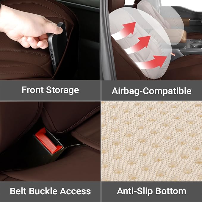 Coverland Custom Fit Car Seat Covers for SUV Compatible with [2009-2018 Subaru Forester] Premium Car Seat Cover Water Resistant Leather Non-Slip Interior Protector [Full Set Dark Brown - Chart X77]