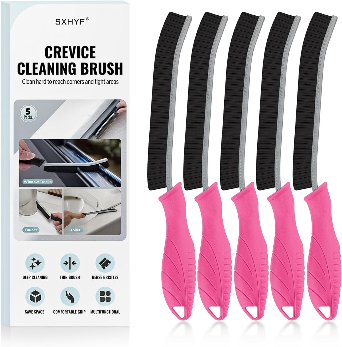 SXhyf Crevice Cleaning Brush - Grout Scrub Brush, House Cleaning Supplies, Gap Cleaning Tools, Home Essentials, Gifts for Women Men, Hard Bristle Crevice Cleaner Brush for Household Use, Bathroom