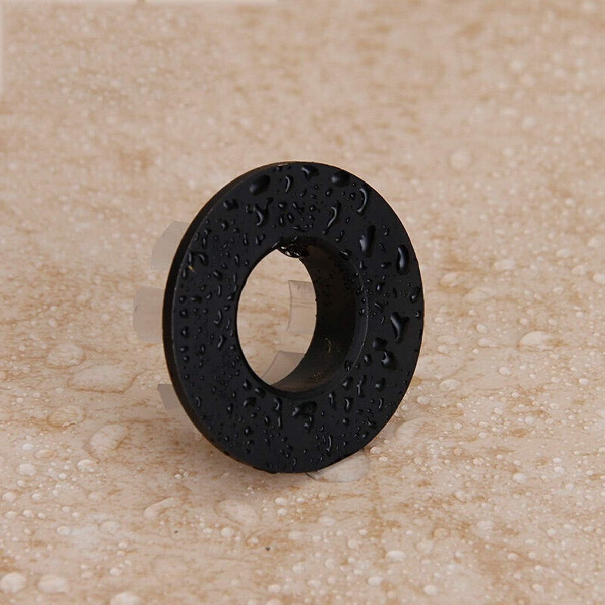 Sink Basin Trim Overflow Cover Brass Insert in Hole Round Caps Matte Black 2 PCS