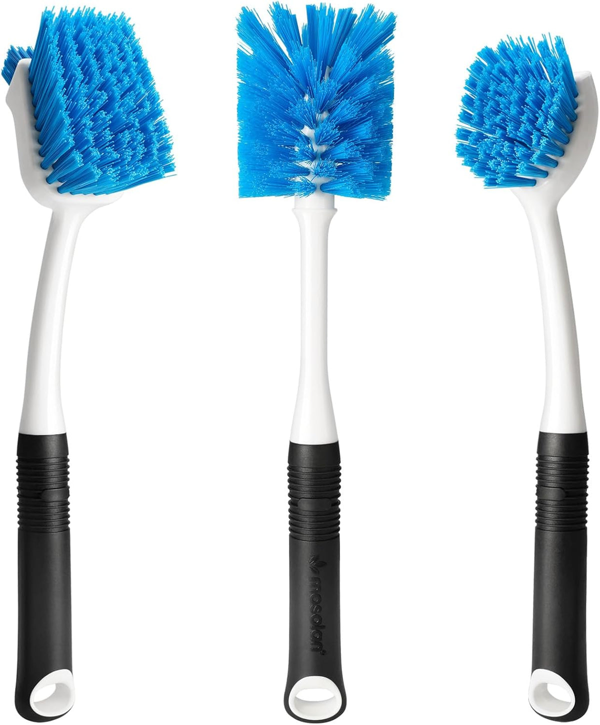 Dish Brush Set of 3 with Water Bottle Brush, Dish Scrub Brush and Scrubber Brush, Long Handle Kitchen Scrub Brushes for Dishes, Bottles, Cups, Pots, Pans and Sinks, Flat Head