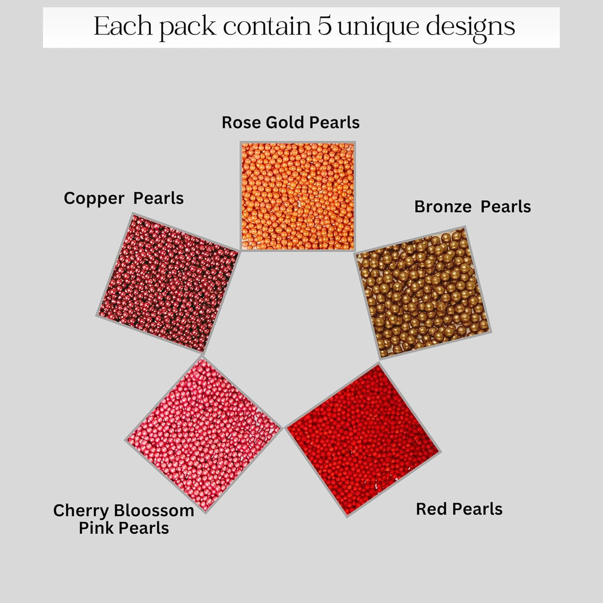 Confect Pearl Sprinkles | Edible Disco Ball Sprinkles for Cakes & Cupcakes Decoration | Pack of 5 Mix Bright Orange, Copper, Pink, Red & Bronze Dragees - Carnival |Vegan, Gluten-Free, Nut-Free, Soy-Free, Dairy-Free, Palm Oil-Free- 5 Oz