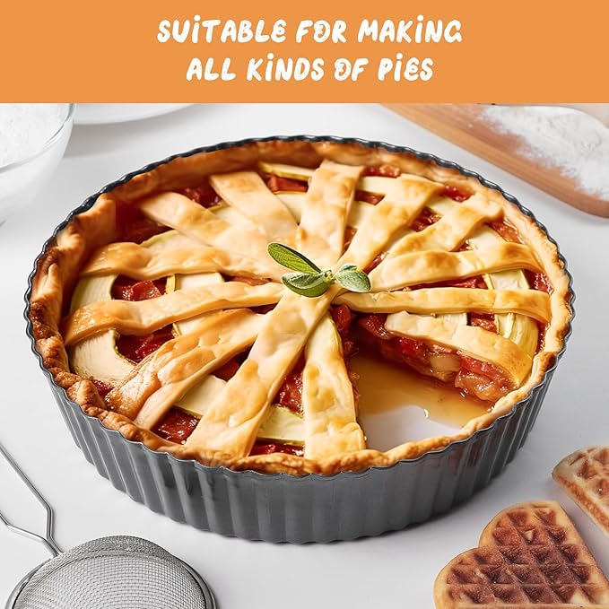 RICHSC-PAN Deep Tart Pan, 9.5 x 2.2 Inches Non-Stick Tall Tart Pan Bottom Can Be Removed. Suitable for Making Various Pies, Tarts and Quiche. Easy to Clean is the Choice for Home Baking.