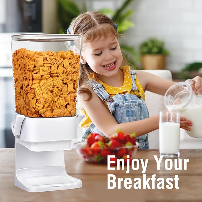Cereal Dispenser Countertop 2pcs,5.5L Cereal Containers Storage Dispenser for Pantry,Dry Food Storage Rice Containers,Candy Dispenser,Snack Organizer Machine for Grains, Nuts,Oatmeal, Pet Food White