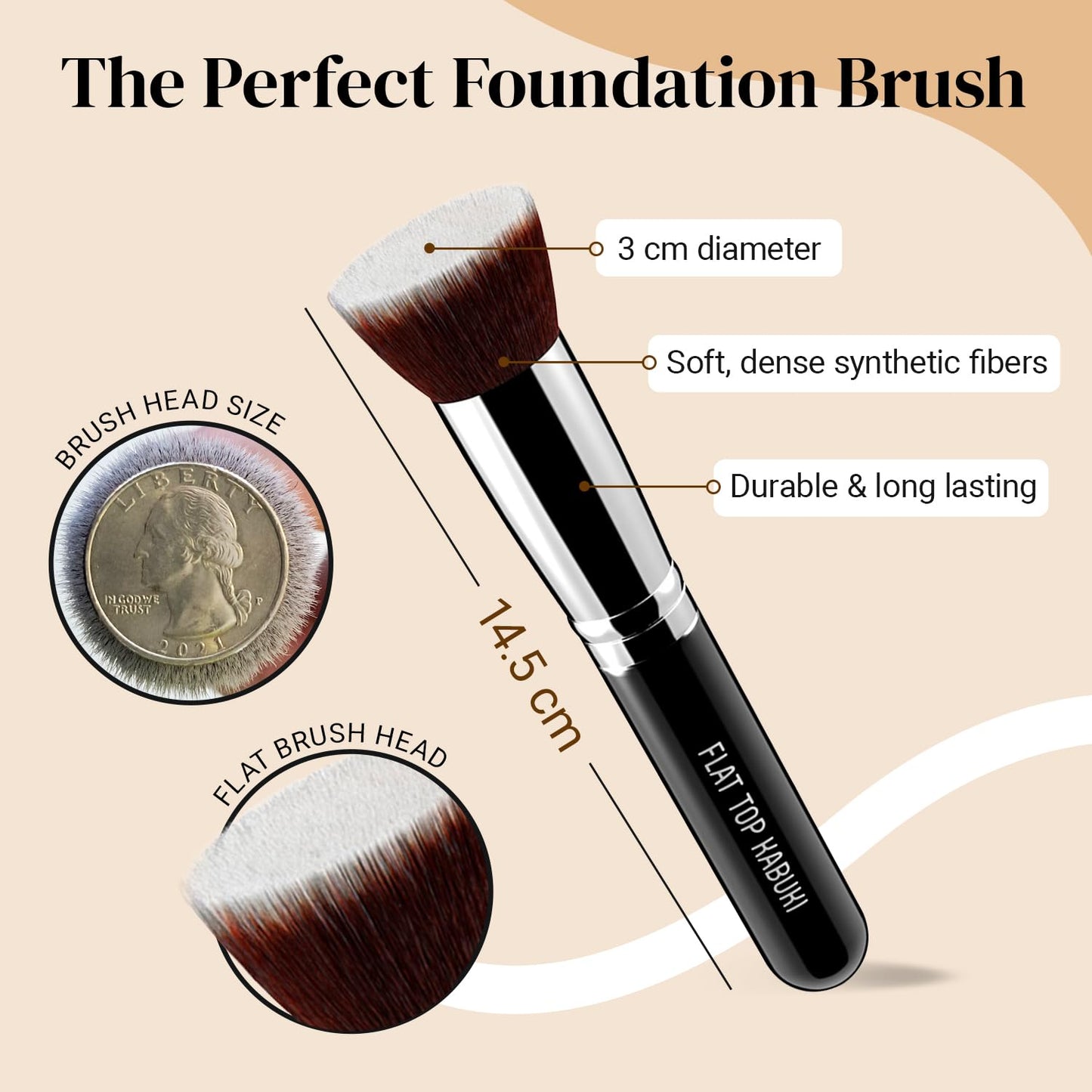 Flat Top Kabuki Foundation Brush By KESHIMA, Premium Makeup Brush