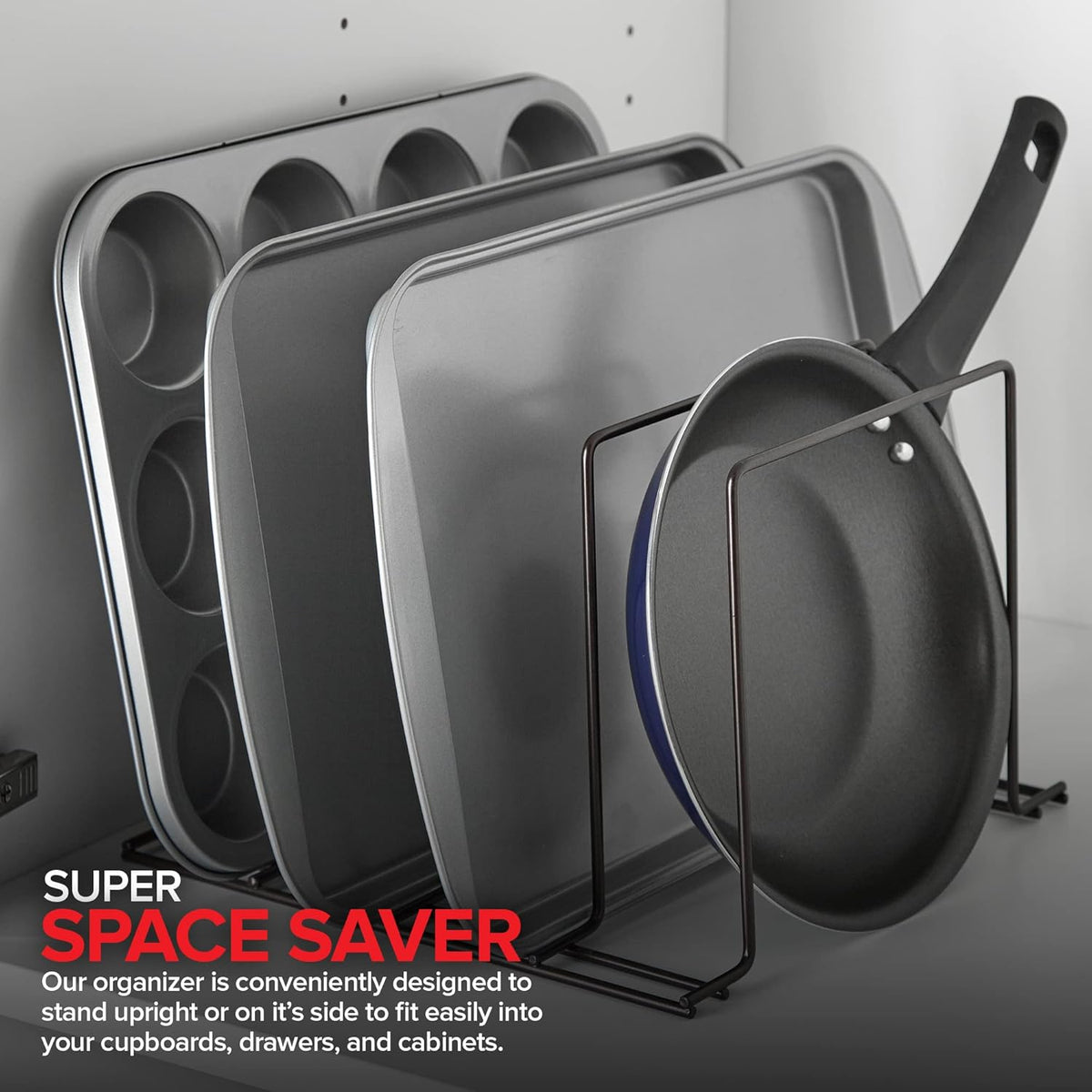Stock Your Home Bronze (2 Pack) Steel Baking Pan Organizer Rack for Cabinet or Counter, Holder for Kitchen Cutting Boards, Pot Lids, or Cookie Sheets - Rust Proof Wire, Drying Storage