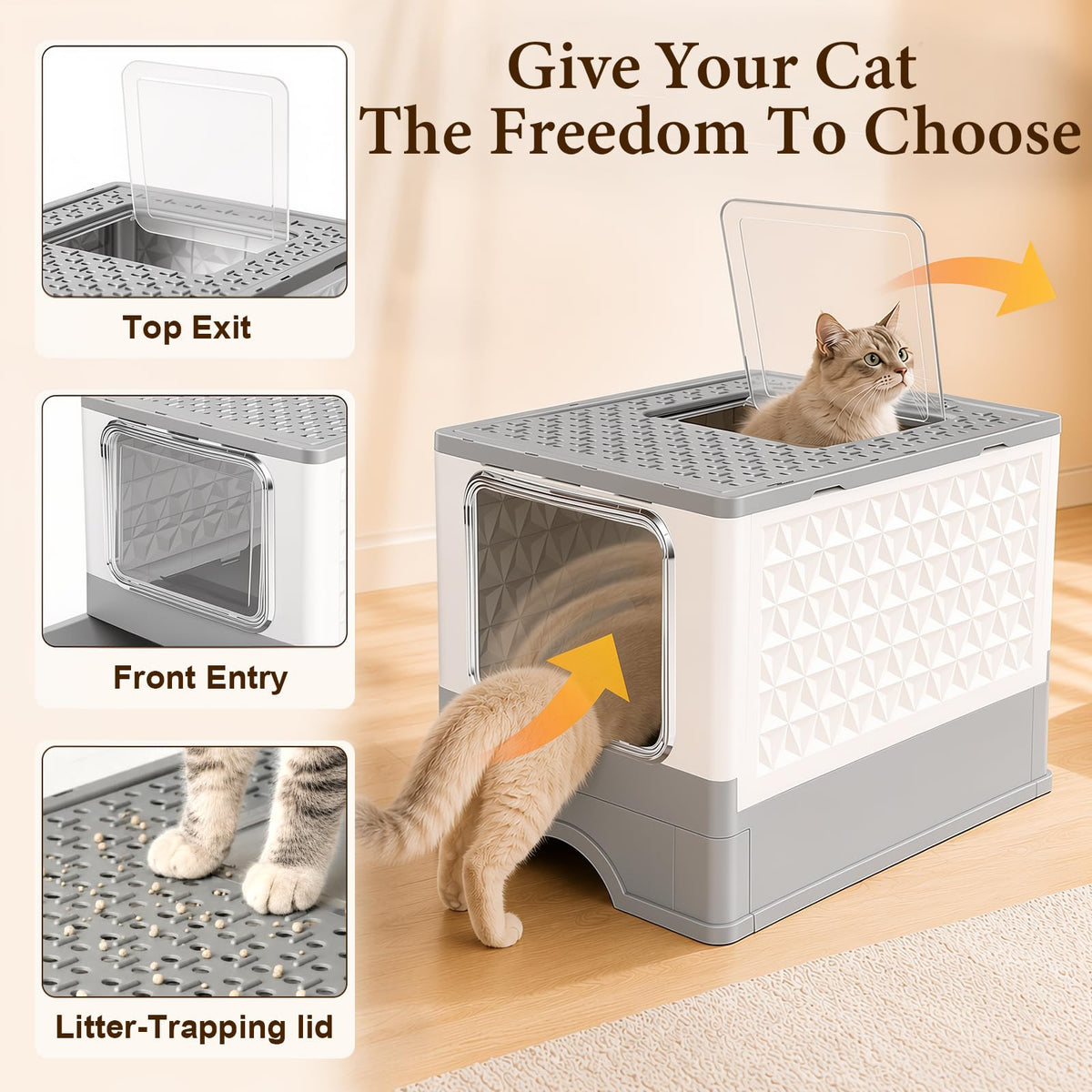 CBMNBDR Covered Cat Litter Box with Lid for Small & Medium Cats