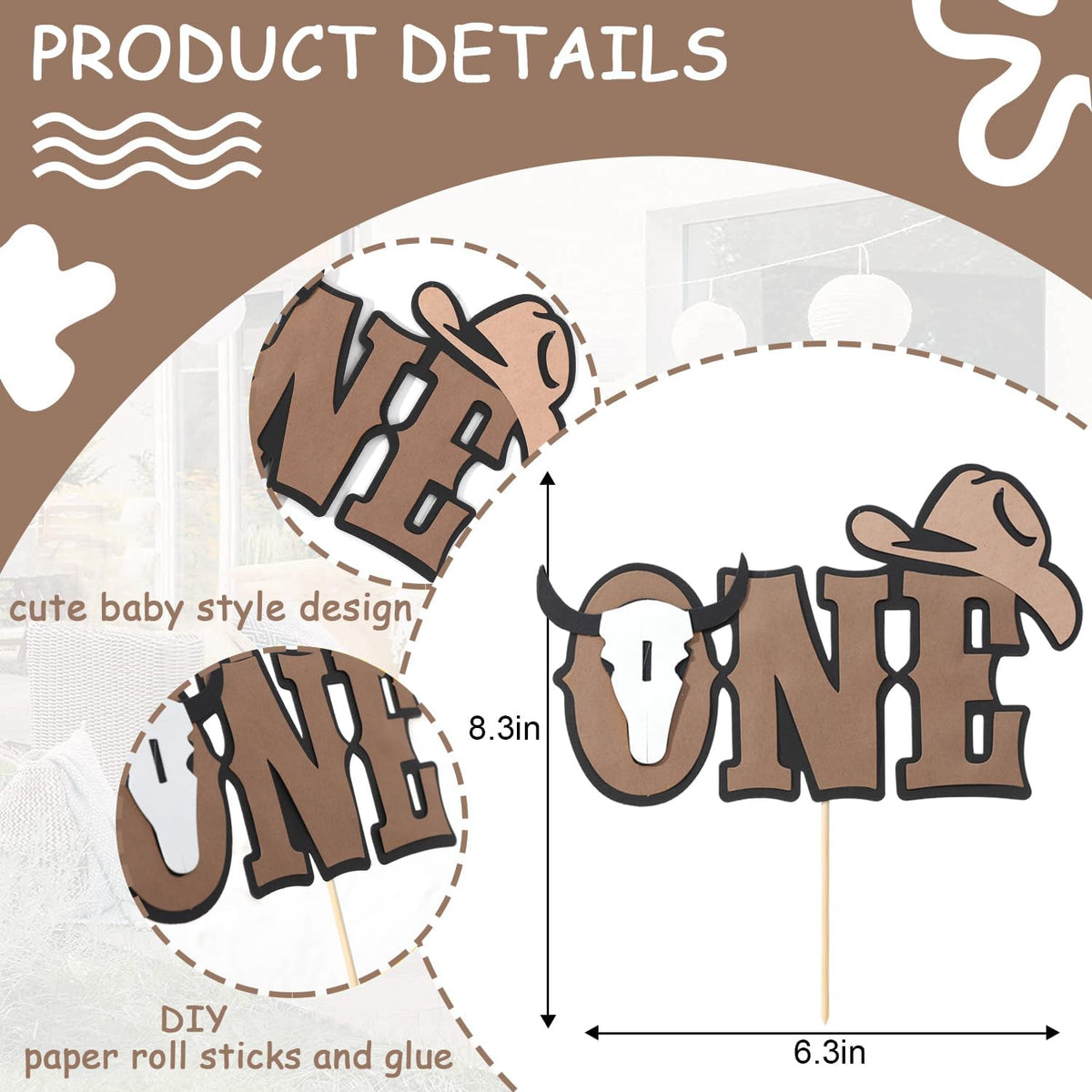 My First Rodeo Cake Topper - Cowboy One Birthday Party Decorations,Western 1st Cake Decoration,Cowboy One Cake Topper,My First Rodeo Photo Prop Cake Smash