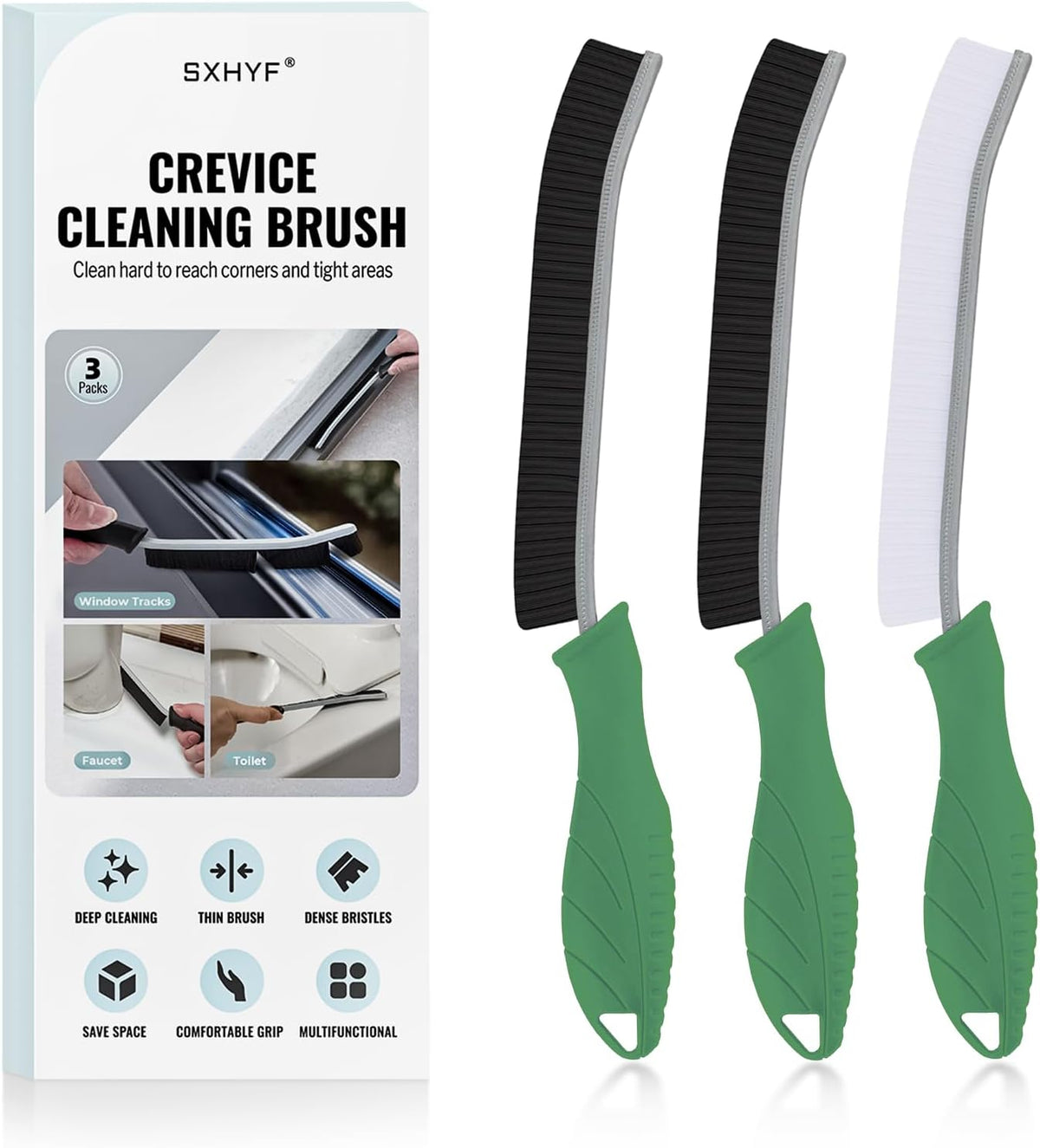 SXhyf Crevice Cleaning Brush - Grout Scrub Brush, House Cleaning Supplies, Gap Cleaning Tools, Home Essentials, Gifts for Women Men, Hard Bristle Crevice Cleaner Brush for Household Use, Bathroom
