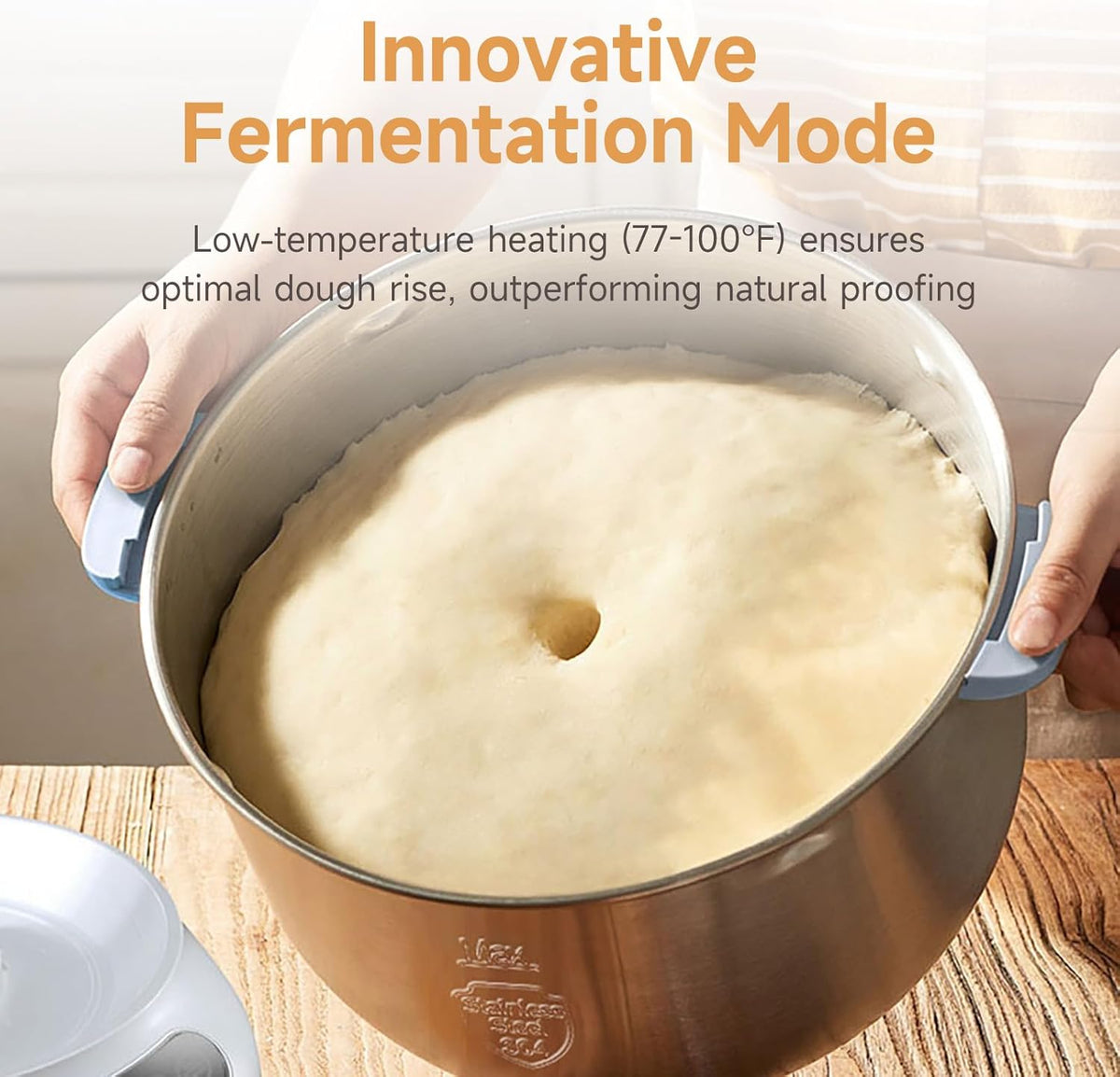 Joydeem Electric Dough Maker with Ferment Function, Microcomputer Timing, Face-up Touch Panel, 6.6Qt, 304 Stainless Steel, JD-HMJ7L