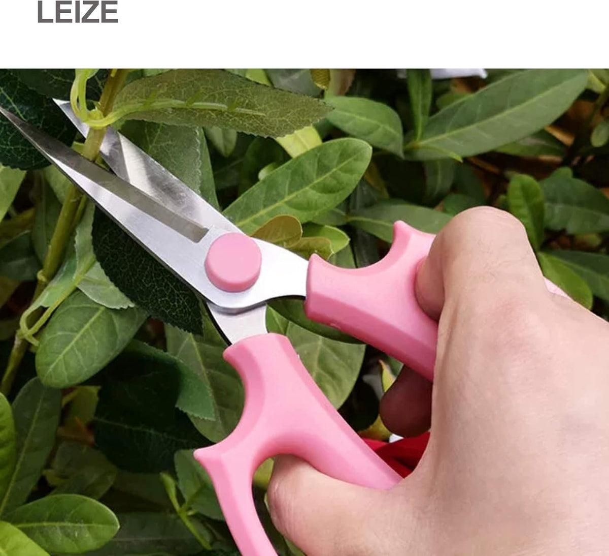 Leize Flower Scissors, Premium Thickened Stainless Steel Floral Shears, Strong Pruner for Flowers, Branches and Leaves (Pink Slender)