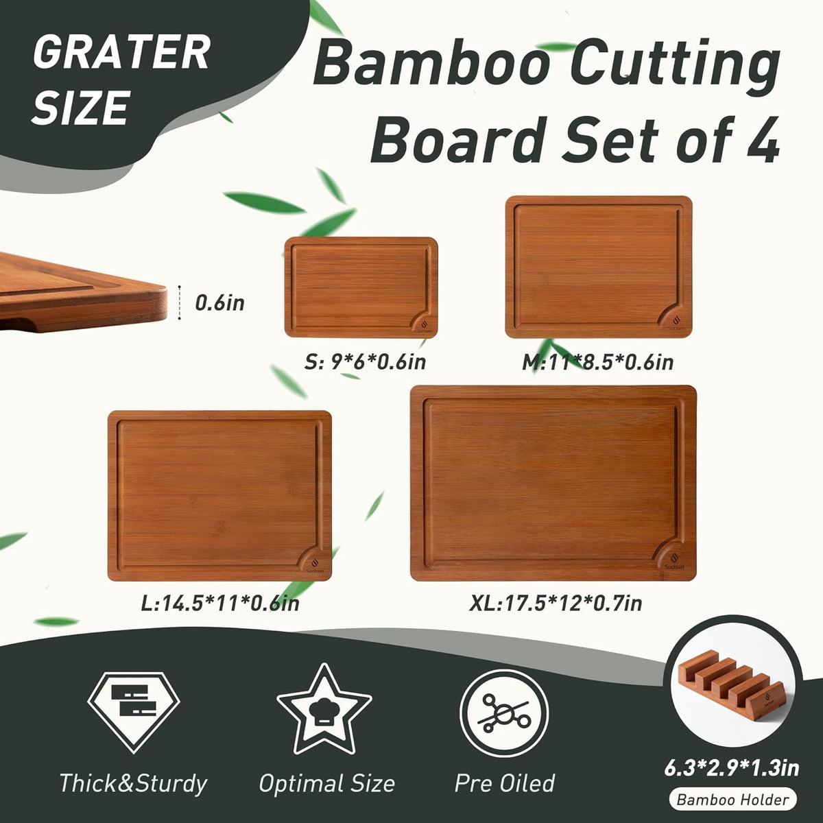 Bamboo Cutting Board Set Non Slip Feet with Holder Over Sink Father Day Dad Parents Papa Stepdad Pappy Poppy Pawpaw Who Want Nothing Everything Future Groom Bride Christmas Happy Birthday Gifts Ideal