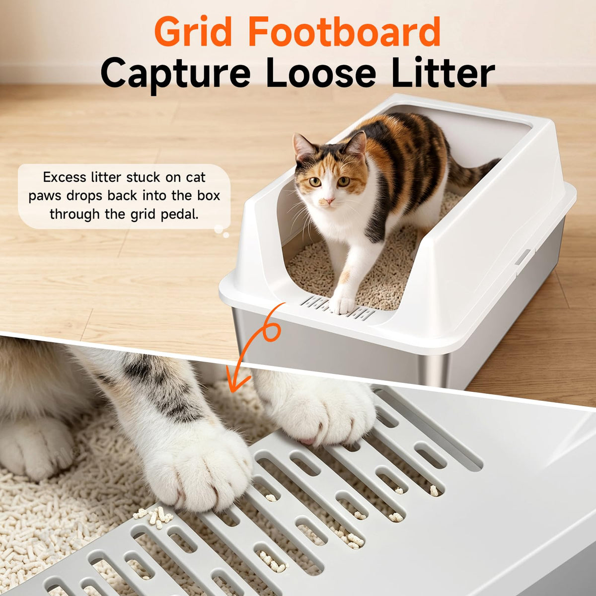 Tevila 2 Pack XL Stainless Steel Litter Box with High Sides for Large Cat