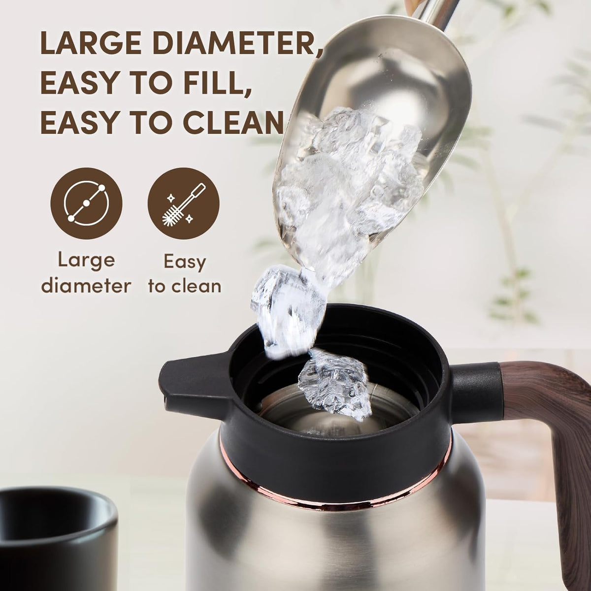 Vondior Coffee Carafe 51oz - 36 Hours Thermal Coffee Thermos- Insulated 304 Stainless Steel Hot Beverage Dispenser - Coffee Carafes For Keeping Hot/Cold Coffee, Tea, Water, Drink Dispenser for Parties