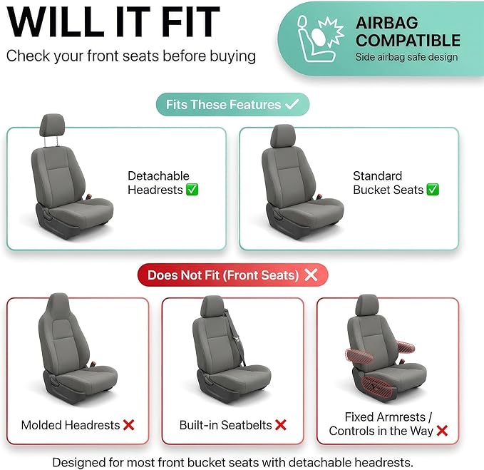 FH Group Automotive Car Seat Covers Full Set Premium 3D Air Mesh Front Seat Covers, Airbag Compatible & Split Bench Cover Universal Fit Interior Accessories for Cars Trucks and SUVs - Pink