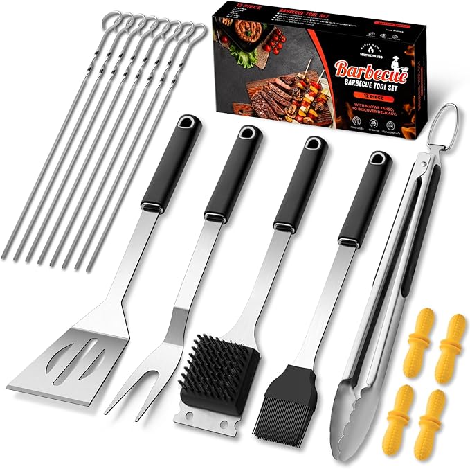 BBQ Accessories Grill Tools Set,Stainless Steel Barbecue Grill Accessories for Outdoor Grill,Professional Barbecue Utensils Grilling Accessories for Camping/Backyard,Grilling Gifts for Men/Women
