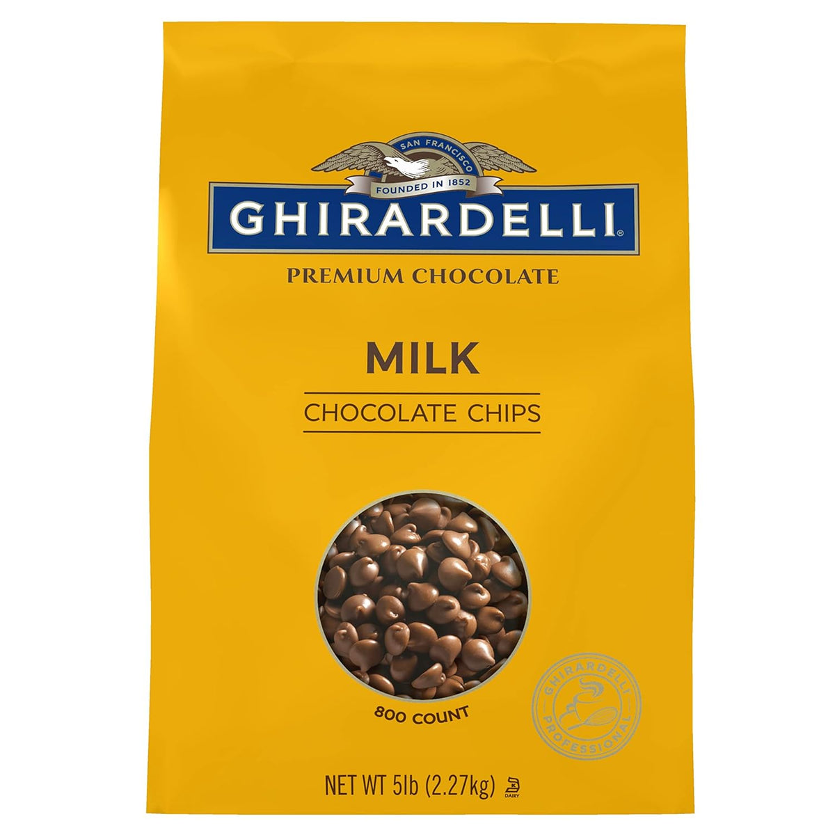 Ghirardelli Chocolate Company Milk Chocolate Chips 800 per lb., 5lb (Pack of 2)