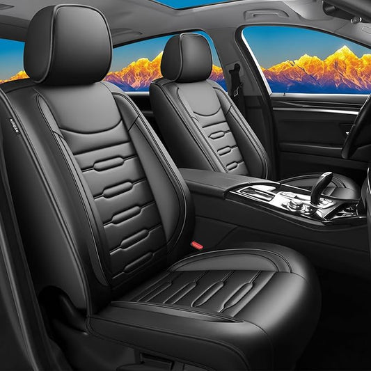 Fit Venue Car Seat Covers for Hyundai Venue 2020-2025 2026 - Upgraded Premium Waterproof & Breathable Leather, Airbag Compatible, All-Weather Seat Cushion Protector (Full Set, Black)