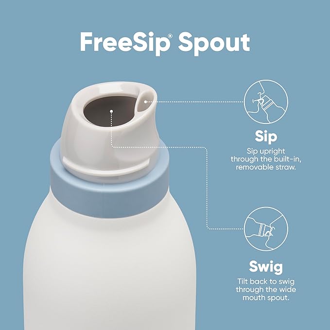 Owala FreeSip Twist Insulated Stainless Steel Water Bottle with Straw for Sports and Travel, BPA-Free, 18-oz, Mint/White (Iced Breeze)